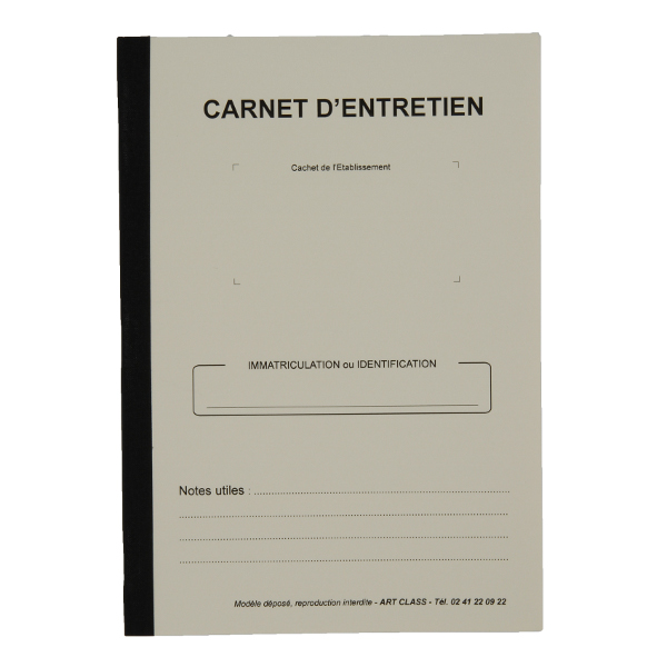 Carnet d'entretien de véhicule de transport terrestre